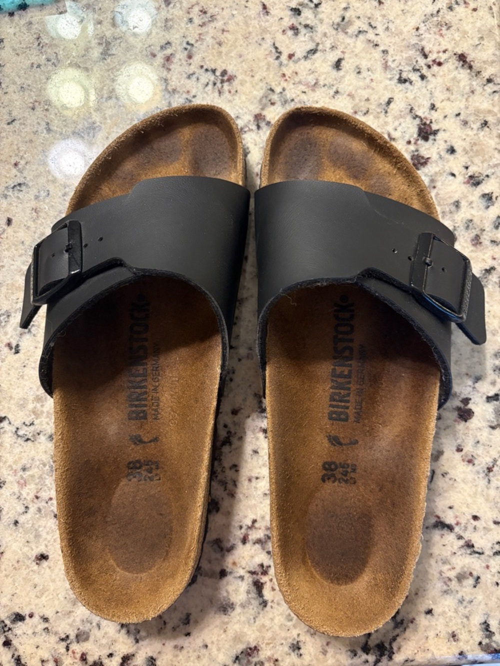 Birkenstock Madrid Black Single-Buckle Footbed Slides